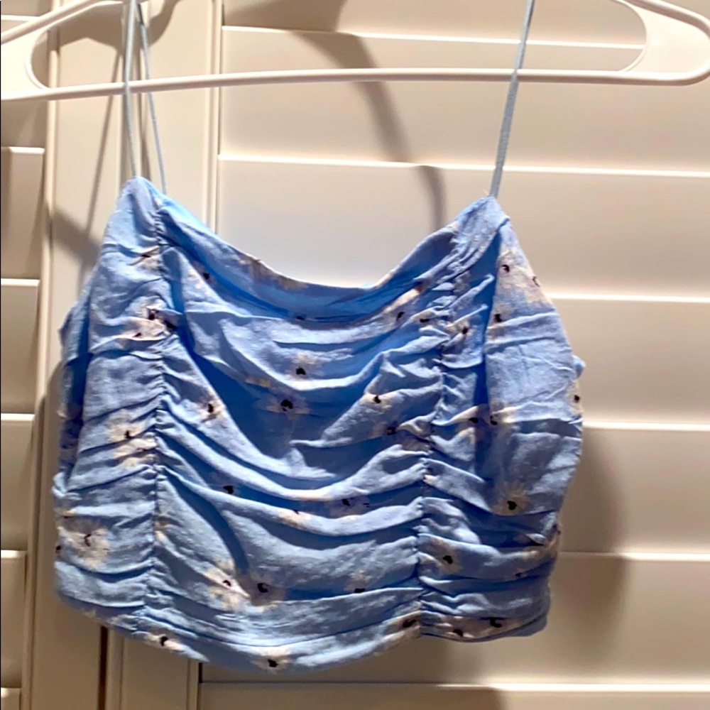 Light blue floral crop top